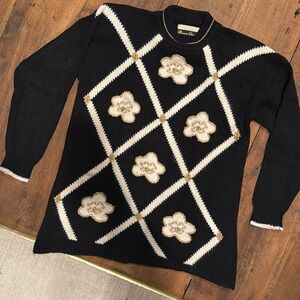 Vintage 90s Angora Beaded Metallic Crewneck Knit Sweater Dana Scott